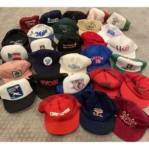 Vintage Hat Lot Trucker Mesh Made in USA Bundle Wholesal3 1980s 1970s 1990s
